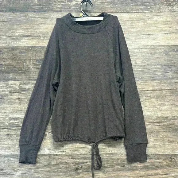 a new day Brown Crew Neck Long Sleeve Tie Front Sweatshirt Soft - Picture 1 of 4